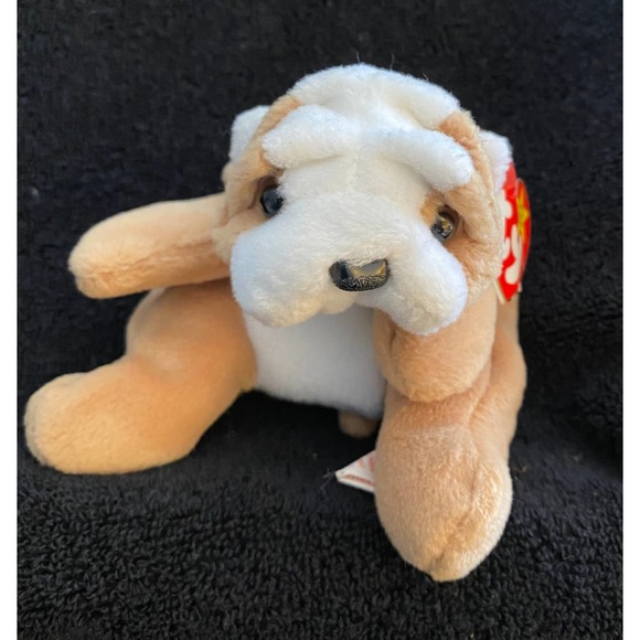 Ty Toys Ty Beanie Baby Wrinkles The Dog 996 Original Owner Pvc
